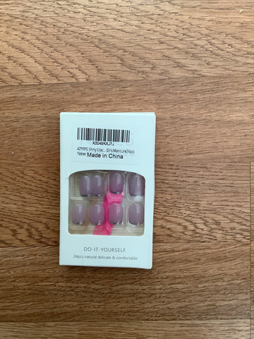 Purple with silver French tip press on nails