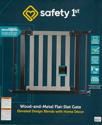 Safety first wood and metal flat slat gate