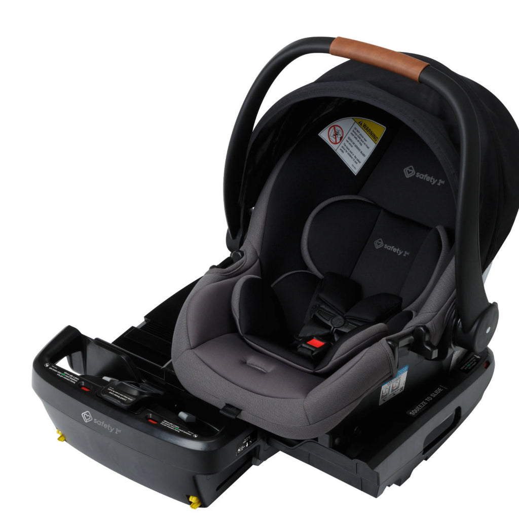 Slide dlx infant car seat featuring safety slide base